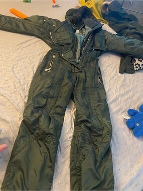 Women’s Dark Green Insulated Snow Jumpsuit